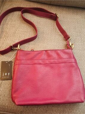 Ladies Red Leather Crossbody Bag with Adjustable Strap